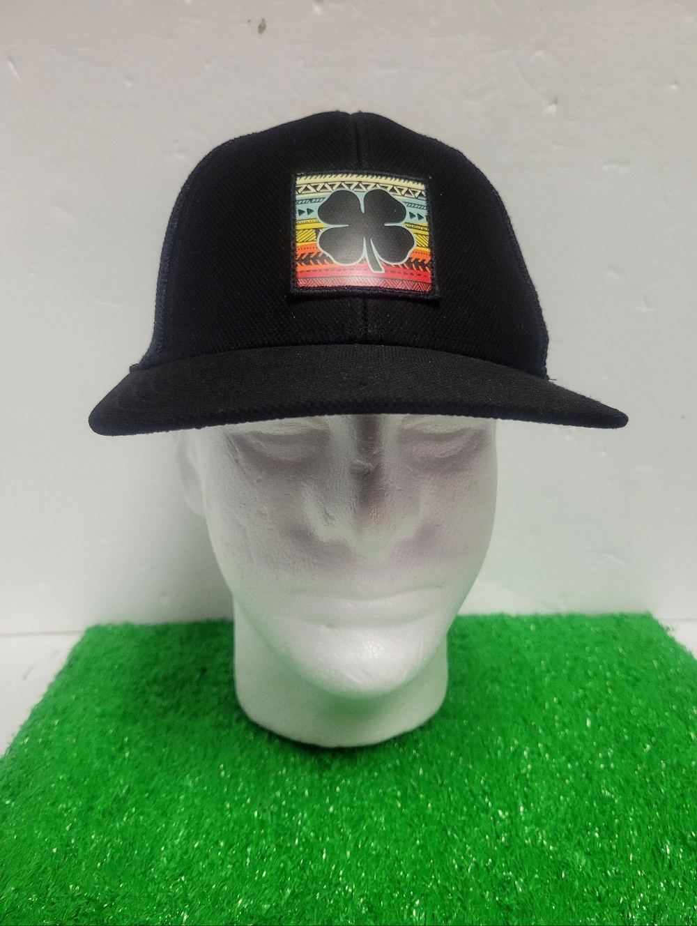 Black Clover Live Lucky Top Golf Snapback Hat Cap Aztec Logo Shamrock  Patch